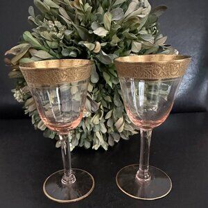 Tiffin-Franciscan Rambler Rose Pink (Stem 14196) Liquor Cocktail - 4 3/8" Pair